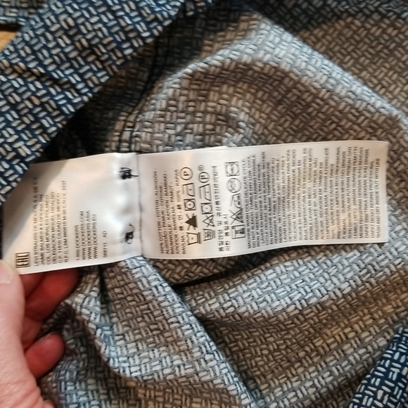 DOCKERS Blue & Beige Long Sleeve Casual Button-up Shirt XL Slim Fit - Picture 9 of 13